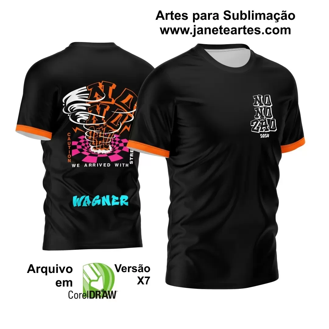 Arte Vetor Camisa Preta e Laranja - Nono Ano 2024 - Interclasse 2024 - Formandos - Furacão