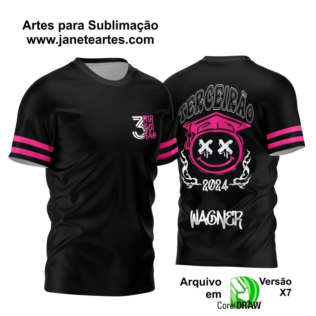 Arte Vetor Camisa Preta e Rosa - Interclasse 2024 - Jogos Internos 2024 - Terceirão 2024 - Smile