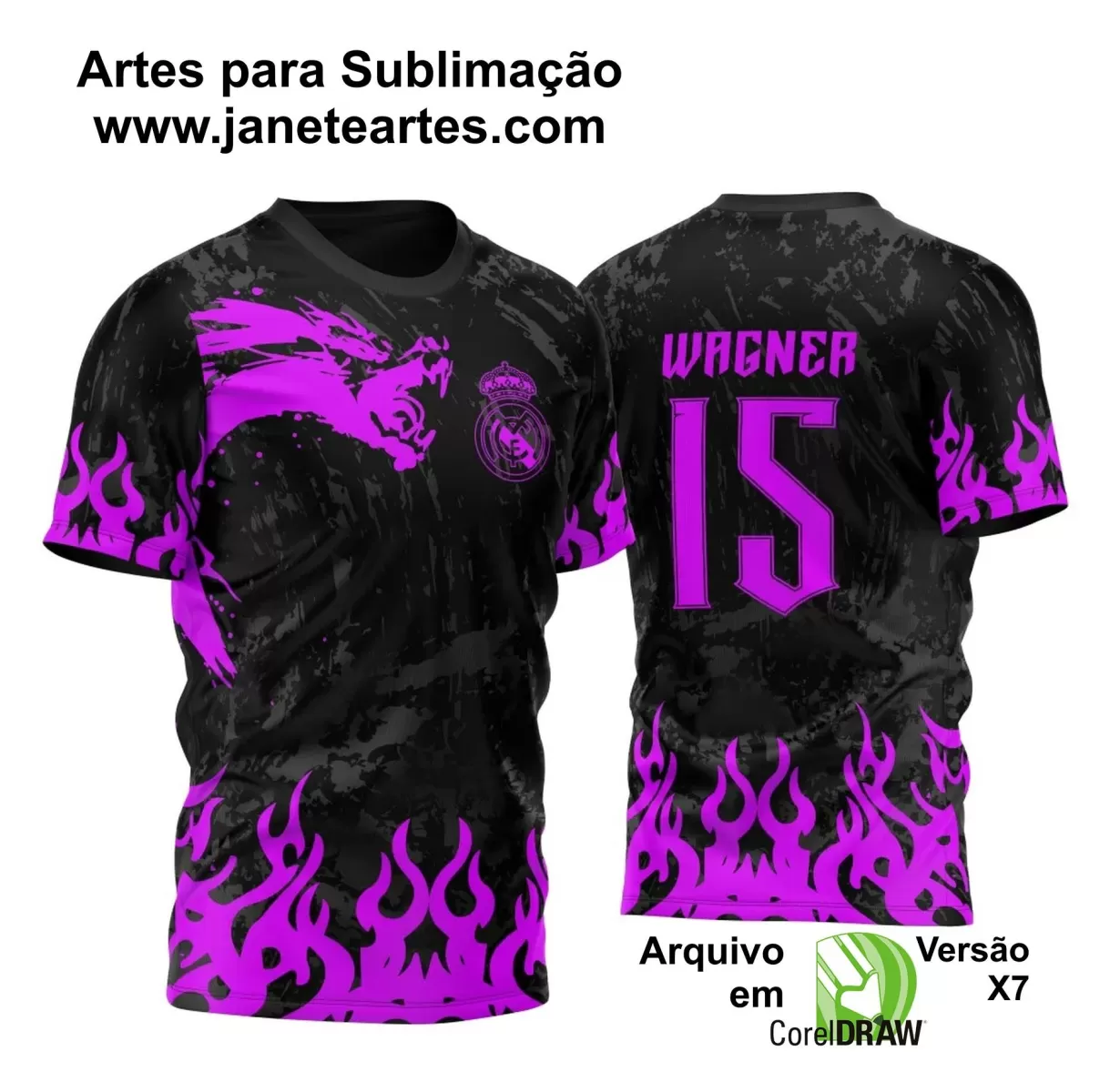 Arte Vetor Camisa Preta e Rosa - Interclasse 2024 - Jogos Internos 2024 - Time Amador 2024 - Dragão