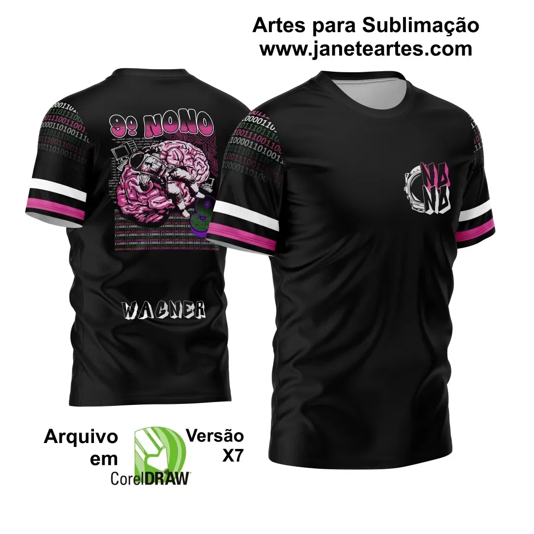 Arte Vetor Camisa Preta e Rosa - Nono Ano 2024 - Interclasse 2024 - Formandos 2024 - Astronauta