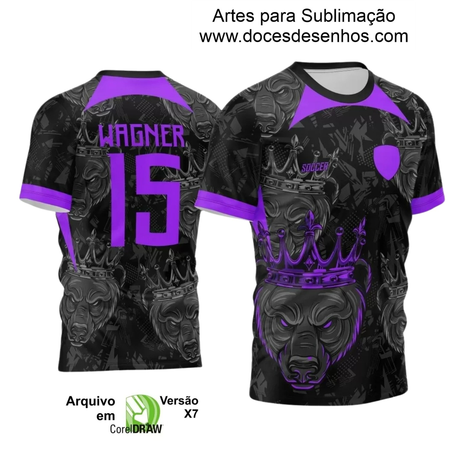 Arte Vetor Camisa Preta e Roxa Interclasse - Jogos Internos 2024 - Urso