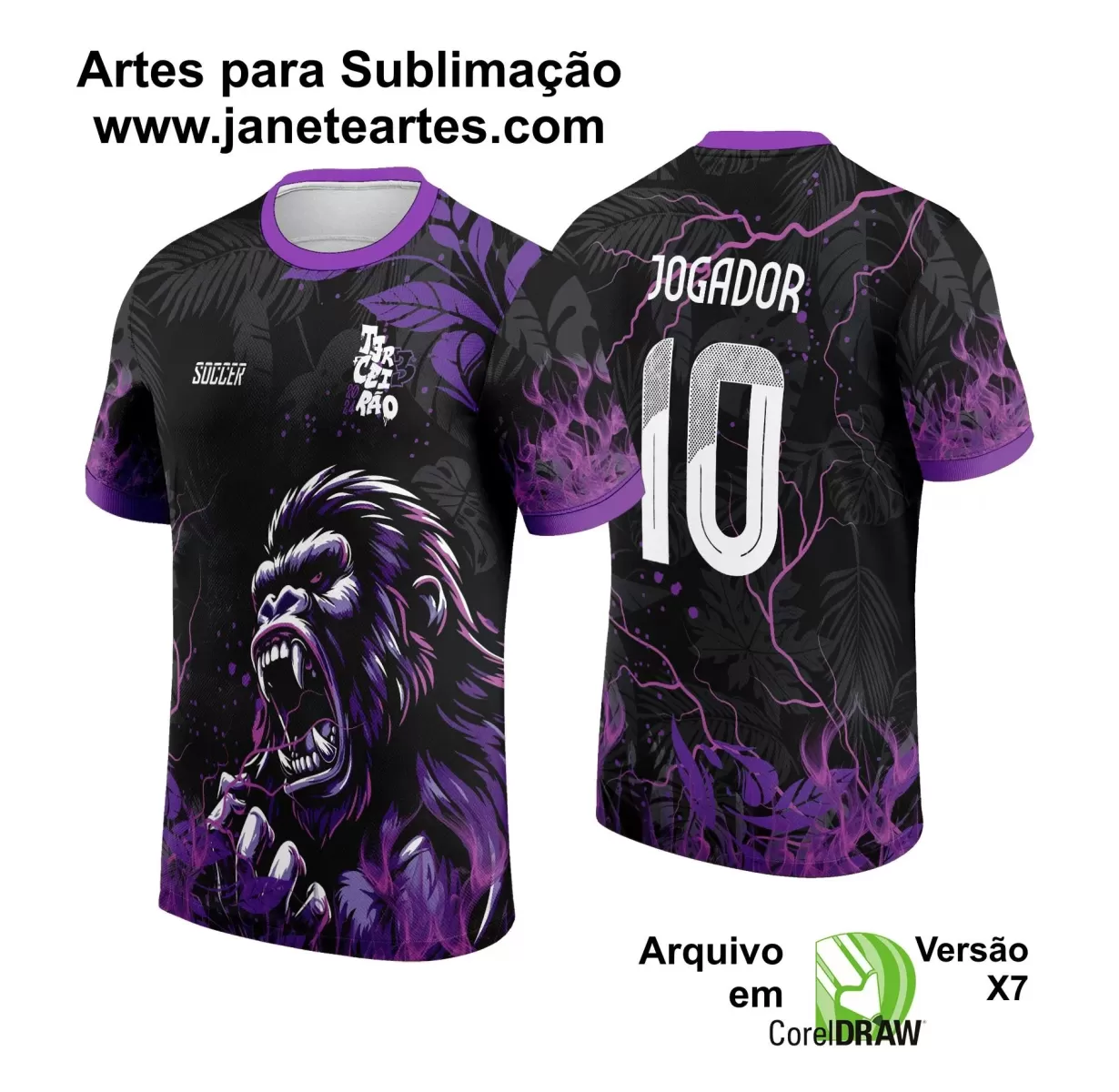 Arte Vetor - Camisa Preta e Roxa de Interclasse - Gorila - 2024 - 2025