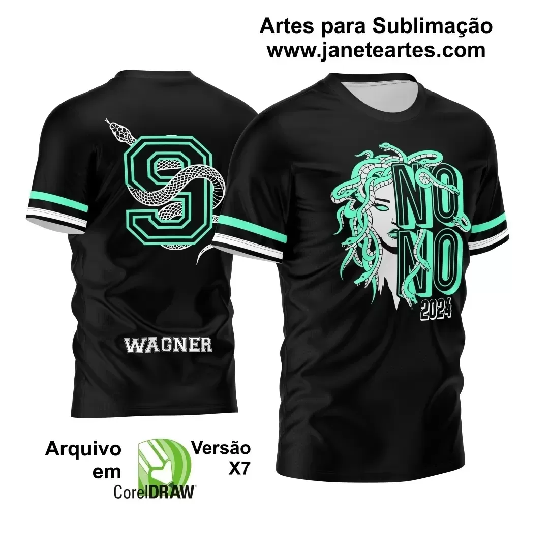 Arte Vetor Camisa Preta e Verde - Interclasse 2024 - Jogos Internos 2024 - Nono Ano  2024 - Medusa