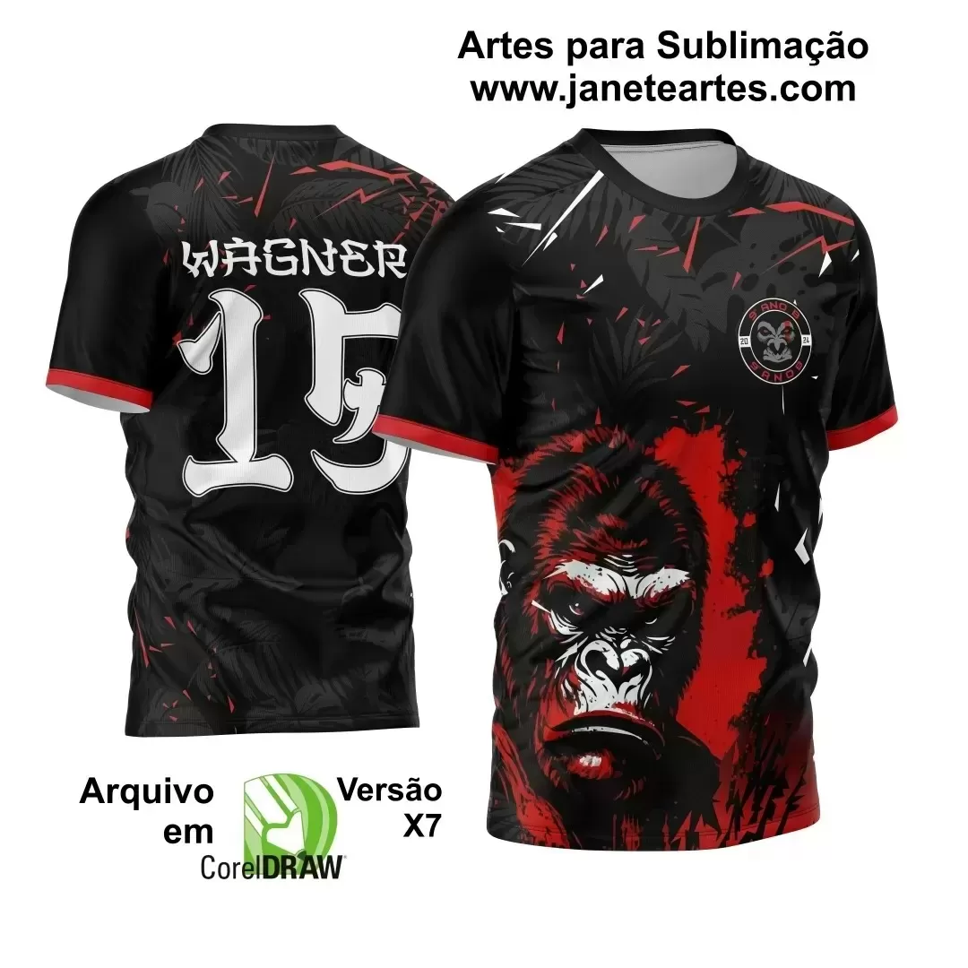 Arte Vetor - Camisa Preta e Vermelha de Interclasse - Gorila - 2024 - 2025