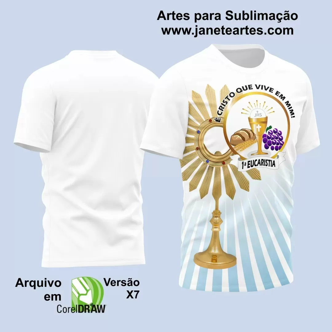 Arte Vetor Camisa Religião - Eucaristia Primeira Comunhão 2024