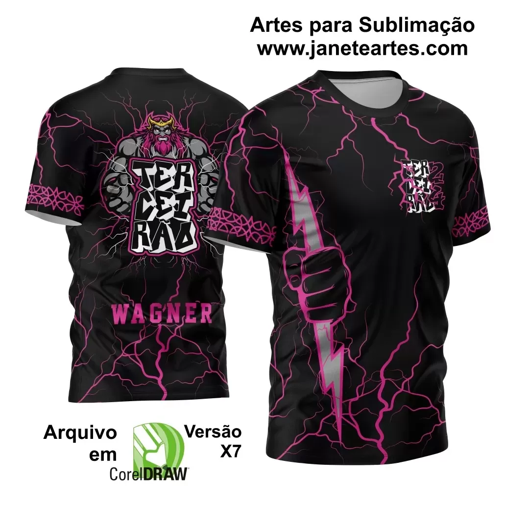 Template Camisa Preta Terceirão 2024 Zeus  Raios Pink