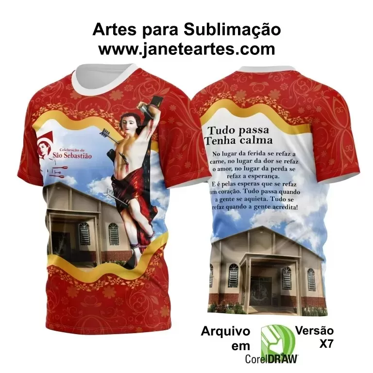 Arte Vetor Camisa Vermelha 2024 - Religião - Festejo - São Sebastião 2024 - 2025 