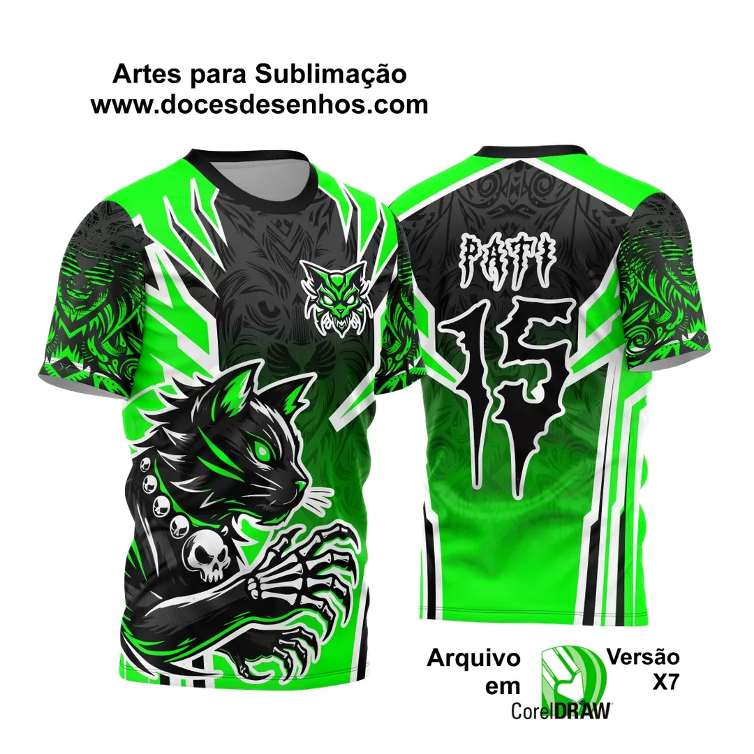 Arte Vetor - Camisa de Interclasse - Jogos Internos - Gato Dark  - 2024 - 2025 - Doces Desenhos