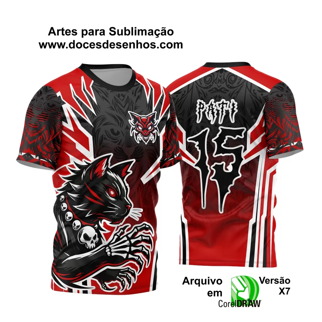 Arte Vetor - Camisa de Interclasse - Jogos Internos - Gato Dark  - 2024 - 2025 - Doces Desenhos