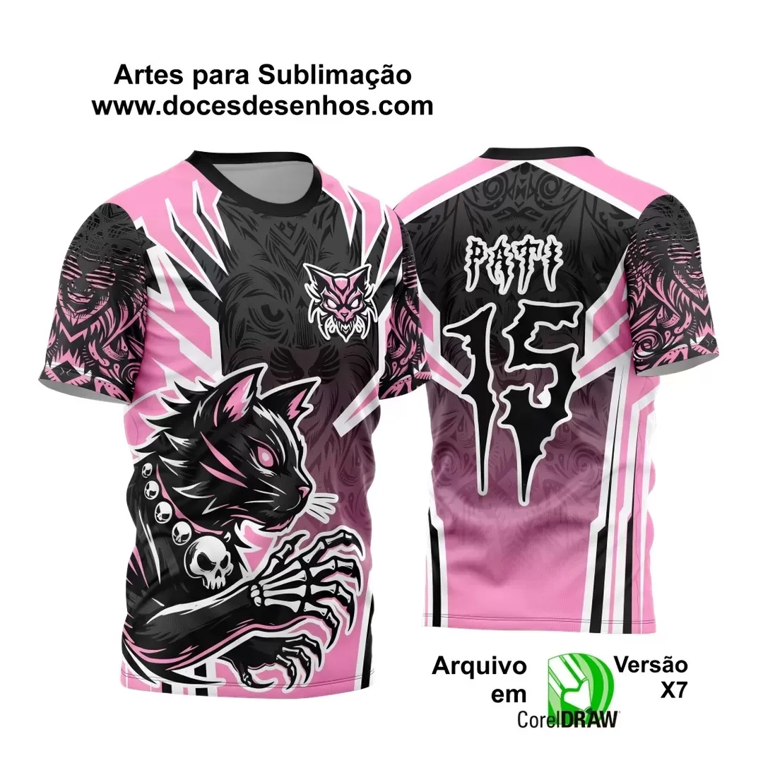 Arte Vetor Camisa de Interclasse Personalizada Rosa - Jogos Internos Gato 2024 - 2025