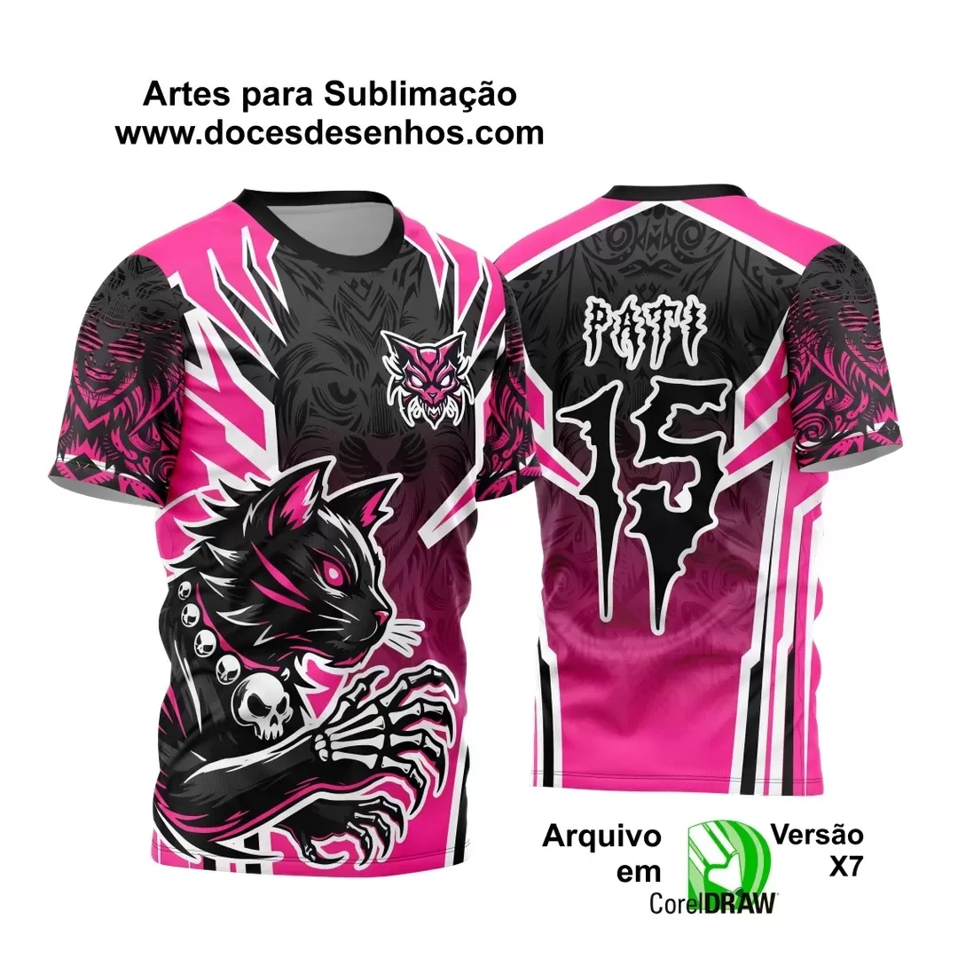 Arte Vetor Camisa de Interclasse Personalizada Rosa - Jogos Internos Gato 2024 - 2025