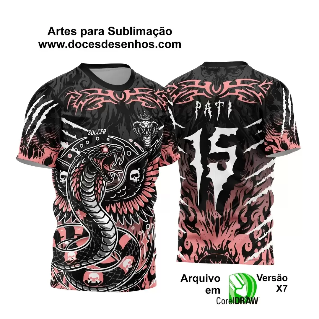 Arte Vetor - Camisa de Interclasse Personalizada Rosa e Preta - Jogos Internos - Serpente - 2024 - 2025