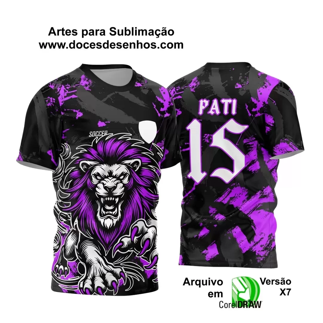 Arte Vetor - Camisa de Interclasse Personalizada Roxa - Jogos Internos - Leão - 2024 - 2025