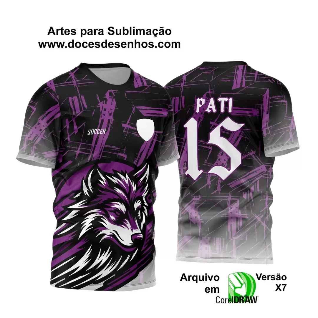 Arte Vetor - Camisa de Interclasse Personalizada Roxa - Jogos Internos - Lobo - 2024 - 2025