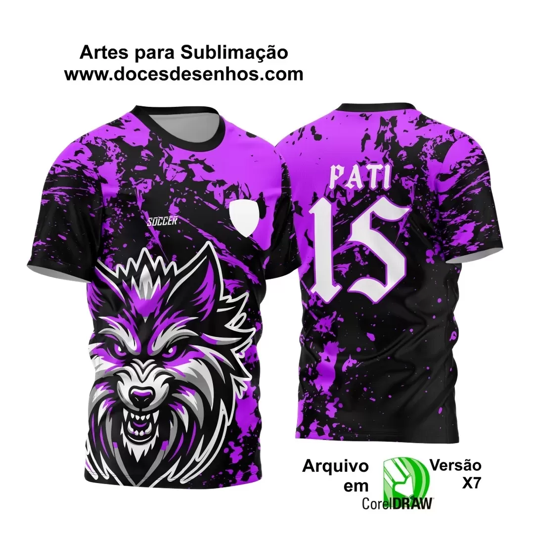 Arte Vetor - Camisa de Interclasse Personalizada Roxa - Jogos Internos - Lobo - 2024 - 2025