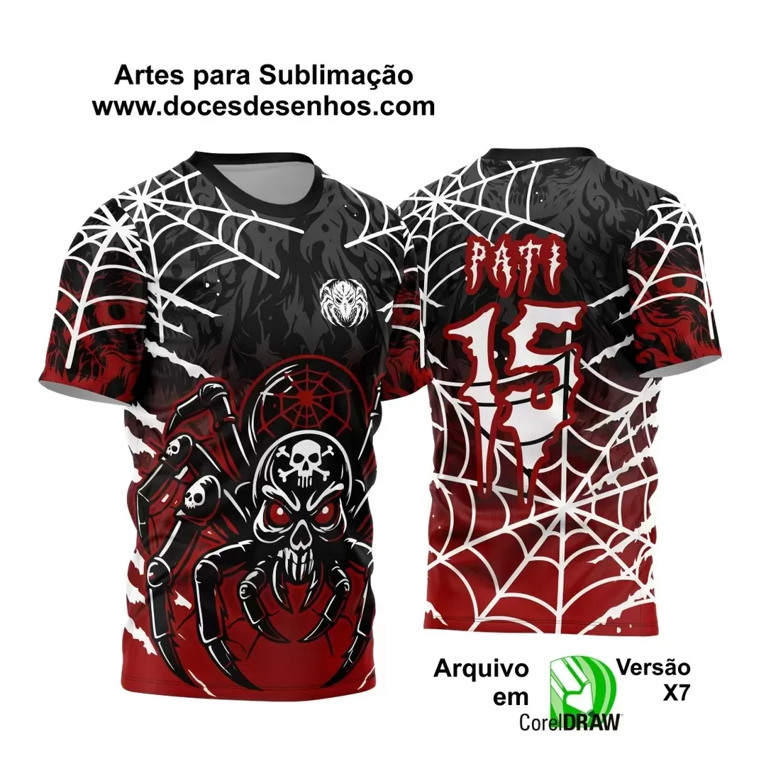 Arte Vetor - Camisa de Interclasse Personalizada Vermelha e Preta - Jogos Internos - Aranha - 2024 - 2025