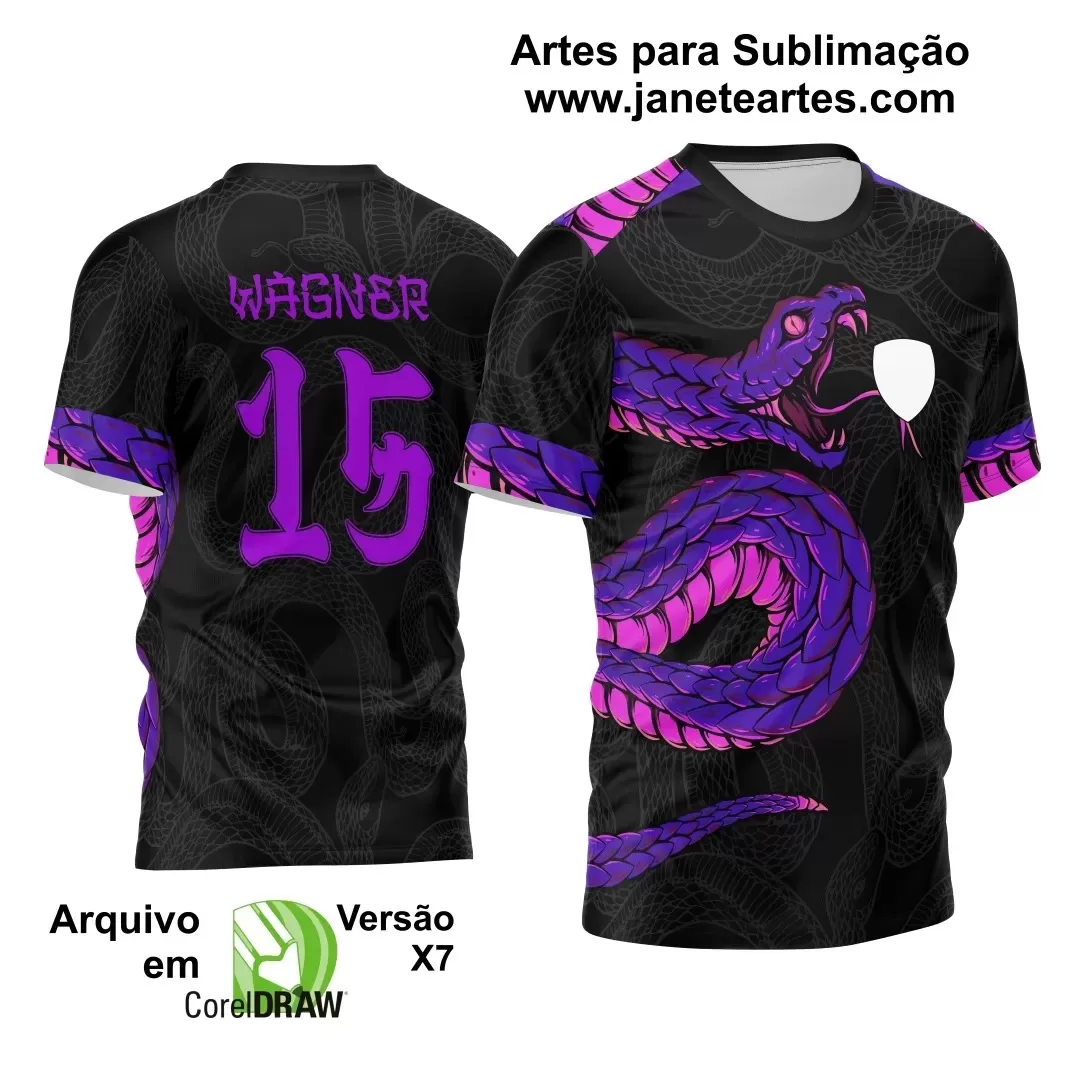 Arte Vetor - Camisa de Interclasse Preta - Jogos Internos - Serpente - 2024 - 2025