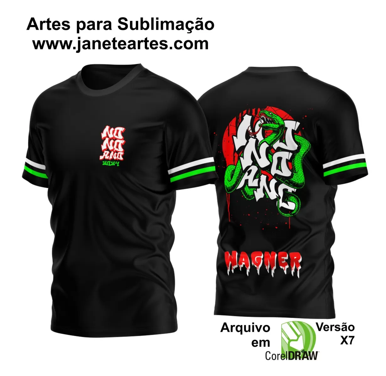 Arte Vetor - Camisa de Interclasse Preta - Jogos Internos - Serpente - 2024 - 2025