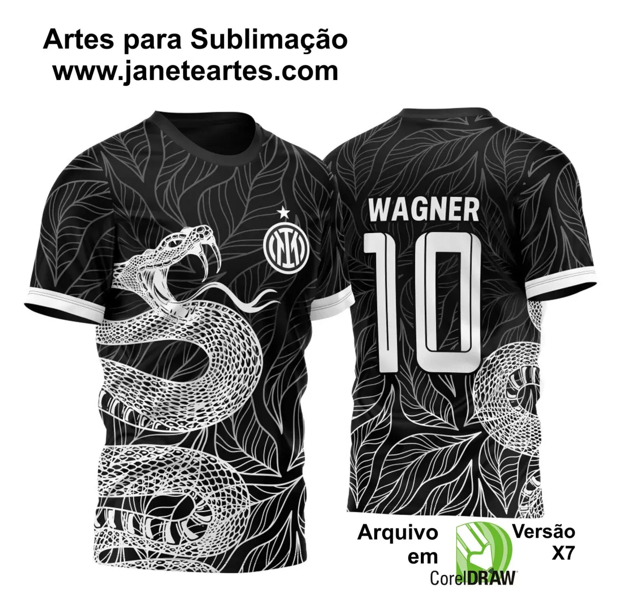 Arte Vetor - Camisa de Interclasse Preta - Jogos Internos - Serpente - 2024 - 2025