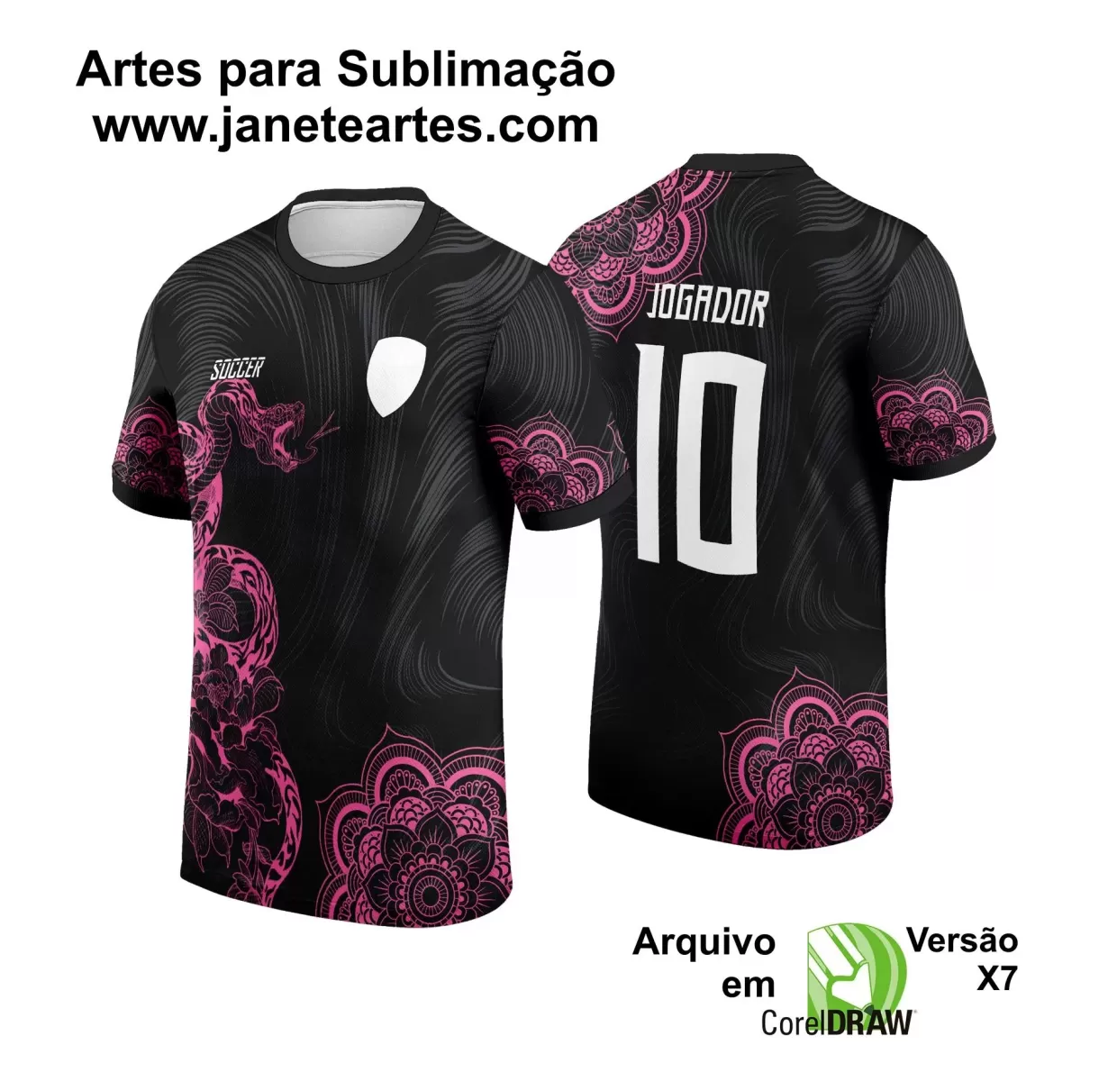 Arte Vetor - Camisa de Interclasse Preta - Jogos Internos - Serpente - 2024 - 2025