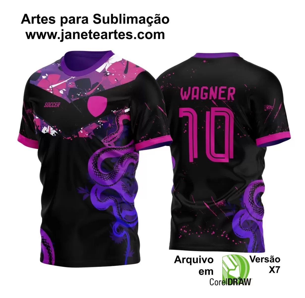 Arte Vetor - Camisa de Interclasse Preta - Jogos Internos - Serpente - 2024 - 2025