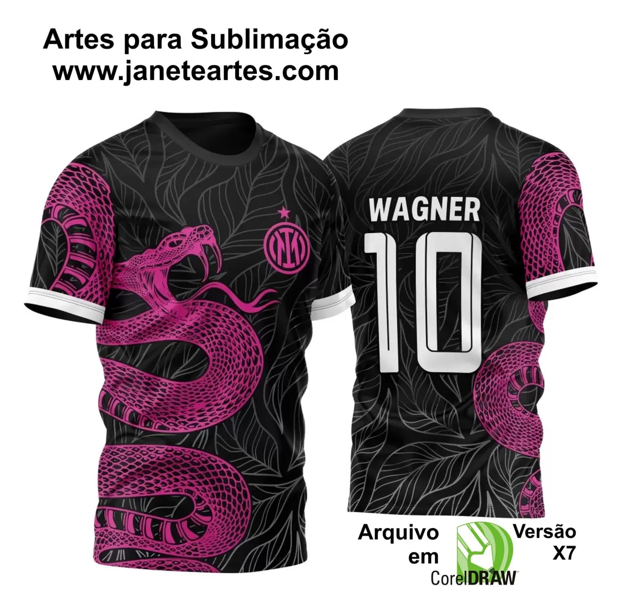 Arte Vetor - Camisa de Interclasse Preta - Jogos Internos - Serpente - 2024 - 2025