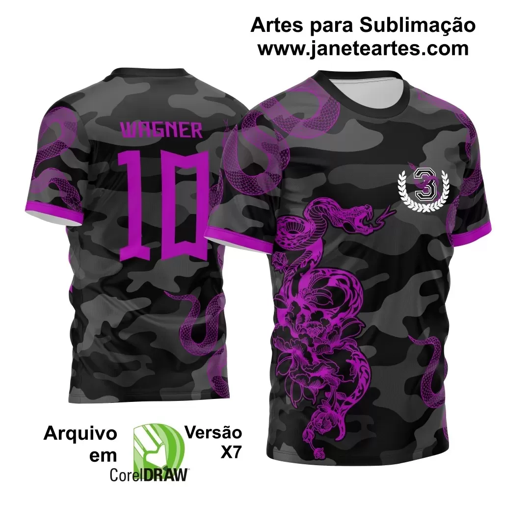 Arte Vetor - Camisa de Interclasse Preta - Jogos Internos - Serpente - 2024 - 2025