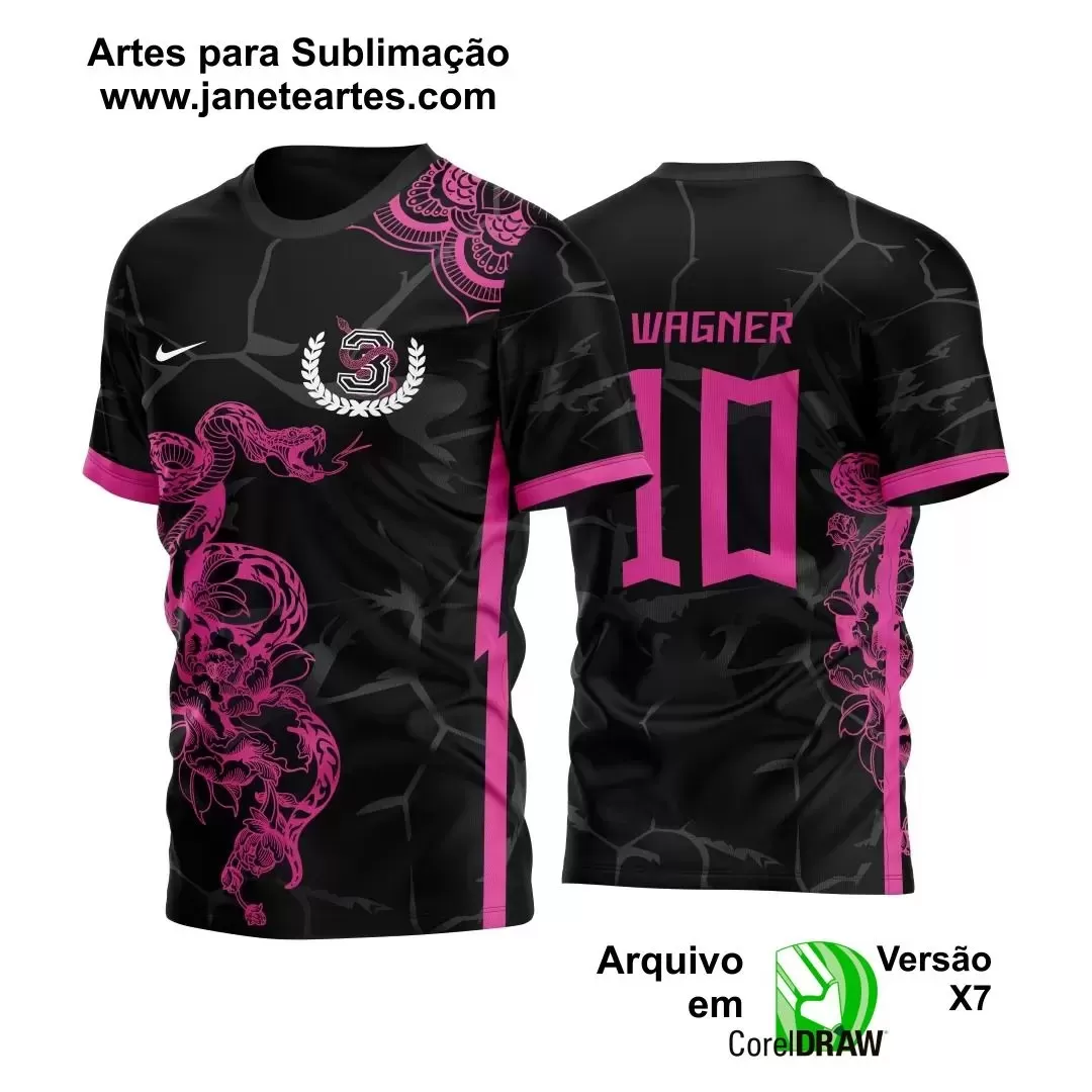 Arte Vetor - Camisa de Interclasse Preta - Jogos Internos - Serpente - 2024 - 2025