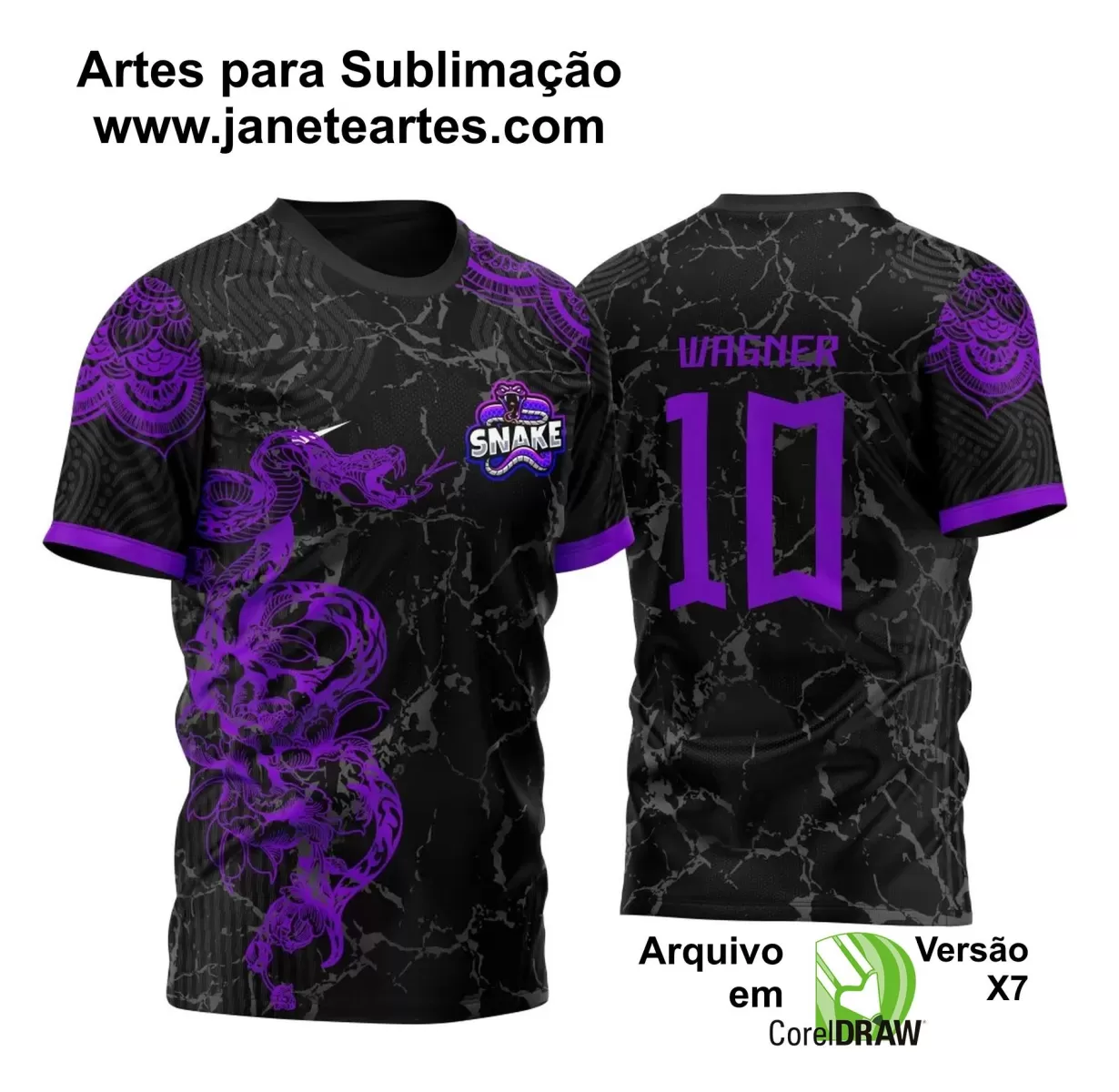 Arte Vetor - Camisa de Interclasse Preta - Jogos Internos - Serpente - 2024 - 2025