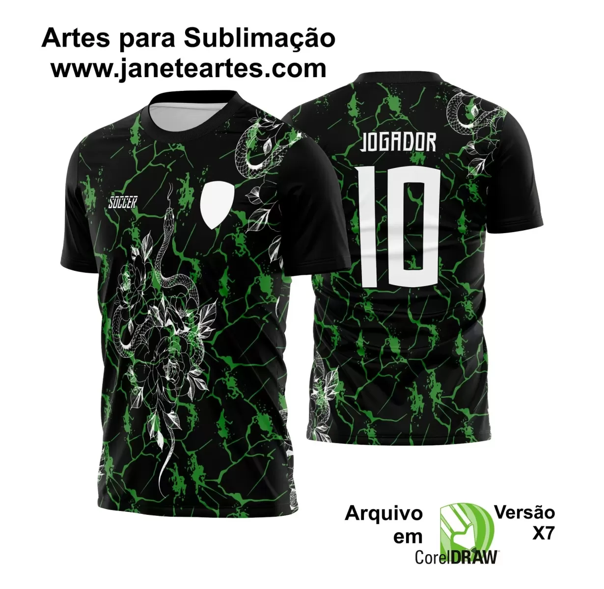 Arte Vetor - Camisa de Interclasse Preta - Jogos Internos - Serpente - 2024 - 2025