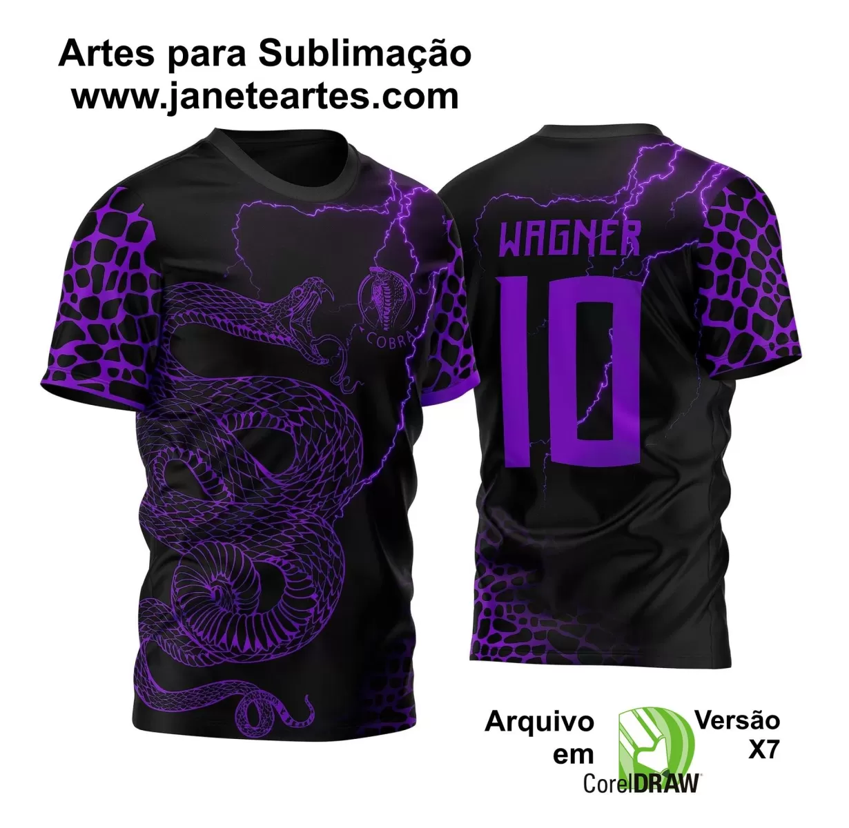 Arte Vetor - Camisa de Interclasse Preta - Jogos Internos - Serpente - 2024 - 2025