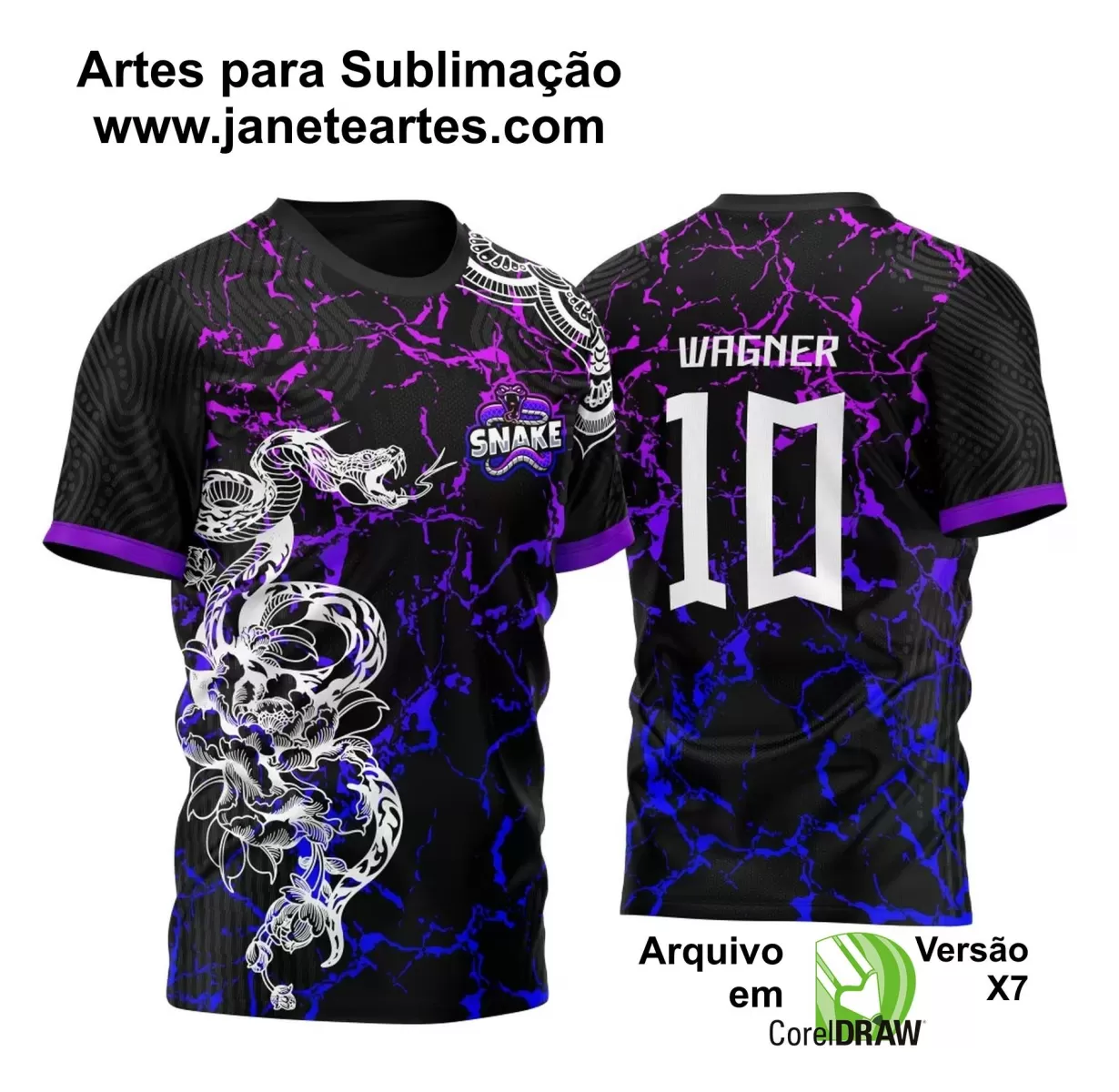 Arte Vetor - Camisa de Interclasse Preta - Jogos Internos - Serpente - 2024 - 2025