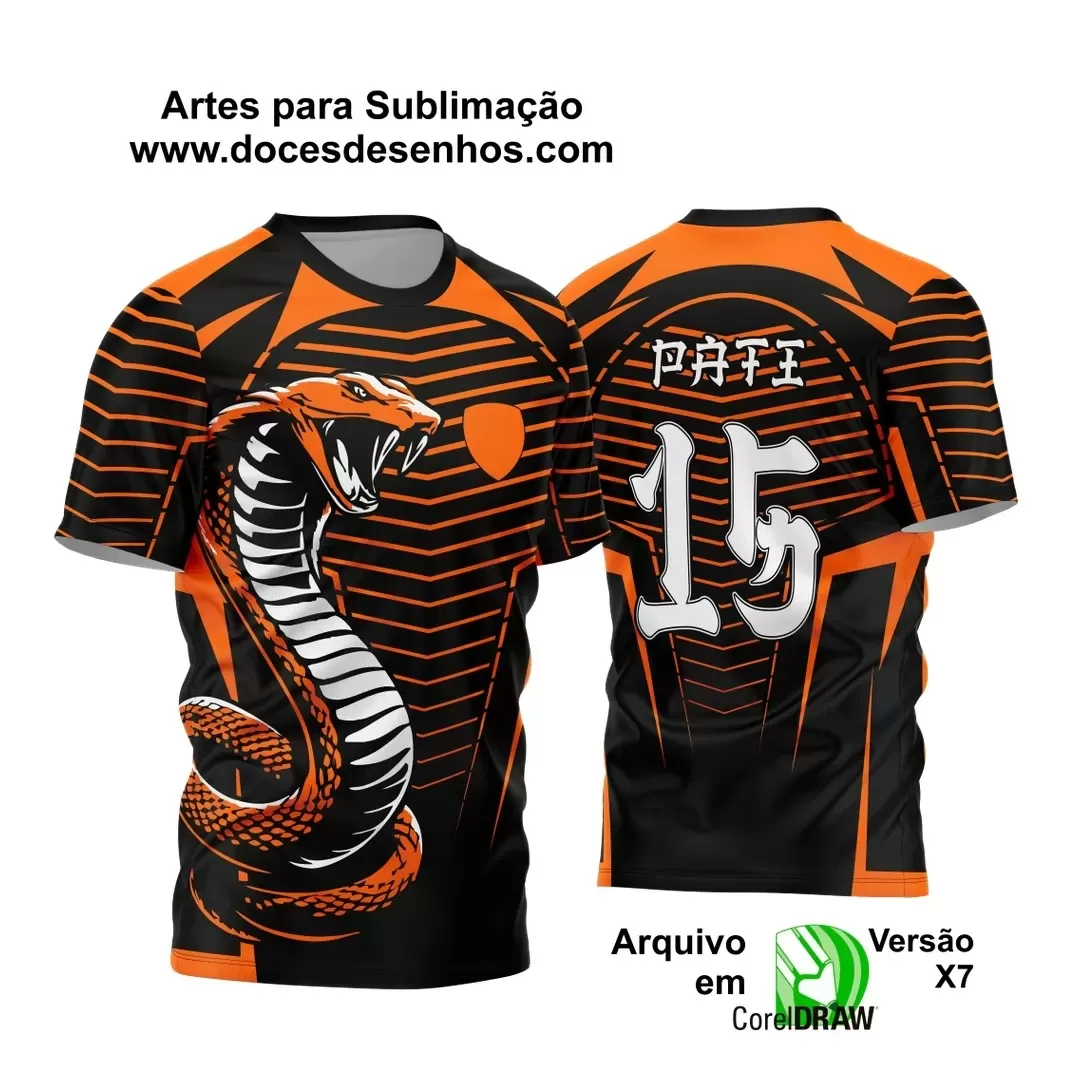 Arte Vetor - Camisa de Interclasse Preta- Jogos Internos - Serpente Laranja - 2024 - 2025