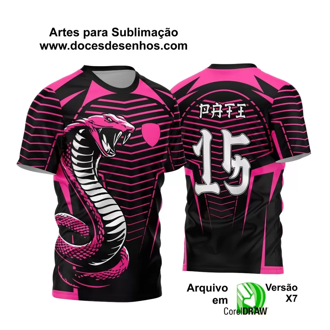 Arte Vetor - Camisa de Interclasse Preta- Jogos Internos - Serpente Rosa - 2024 - 2025