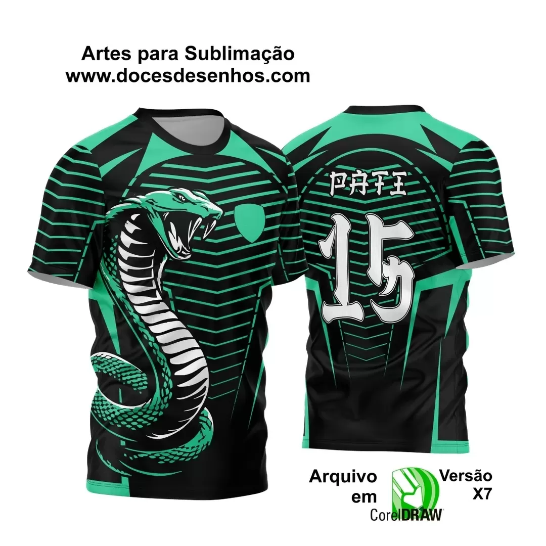 Arte Vetor - Camisa de Interclasse Preta - Jogos Internos - Serpente Verde - 2024 - 2025