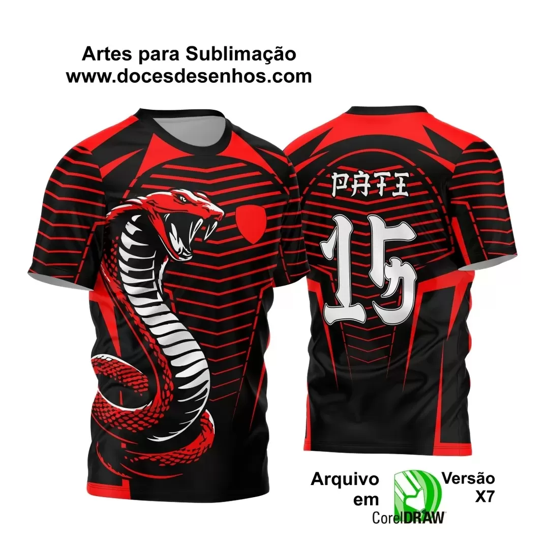 Arte Vetor - Camisa de Interclasse Preta- Jogos Internos - Serpente Vermelha - 2024 - 2025