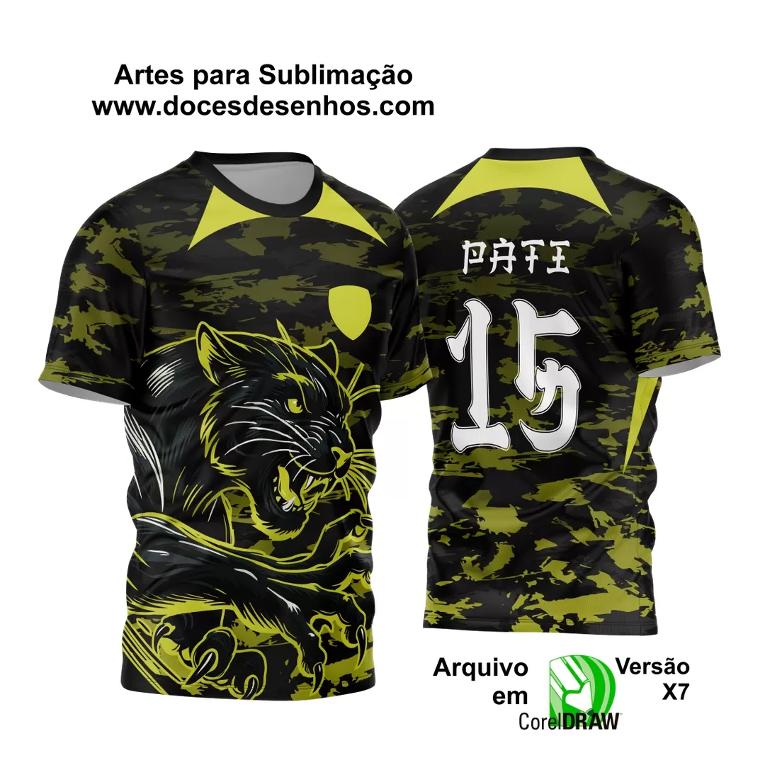 Arte Vetor - Camisa de Interclasse Preta e Amarela - Jogos Internos - Pantera - 2024 - 2025