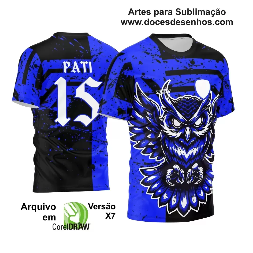 Arte Vetor - Camisa de Interclasse Preta e Azul - Jogos Internos - Coruja - 2024 - 2025