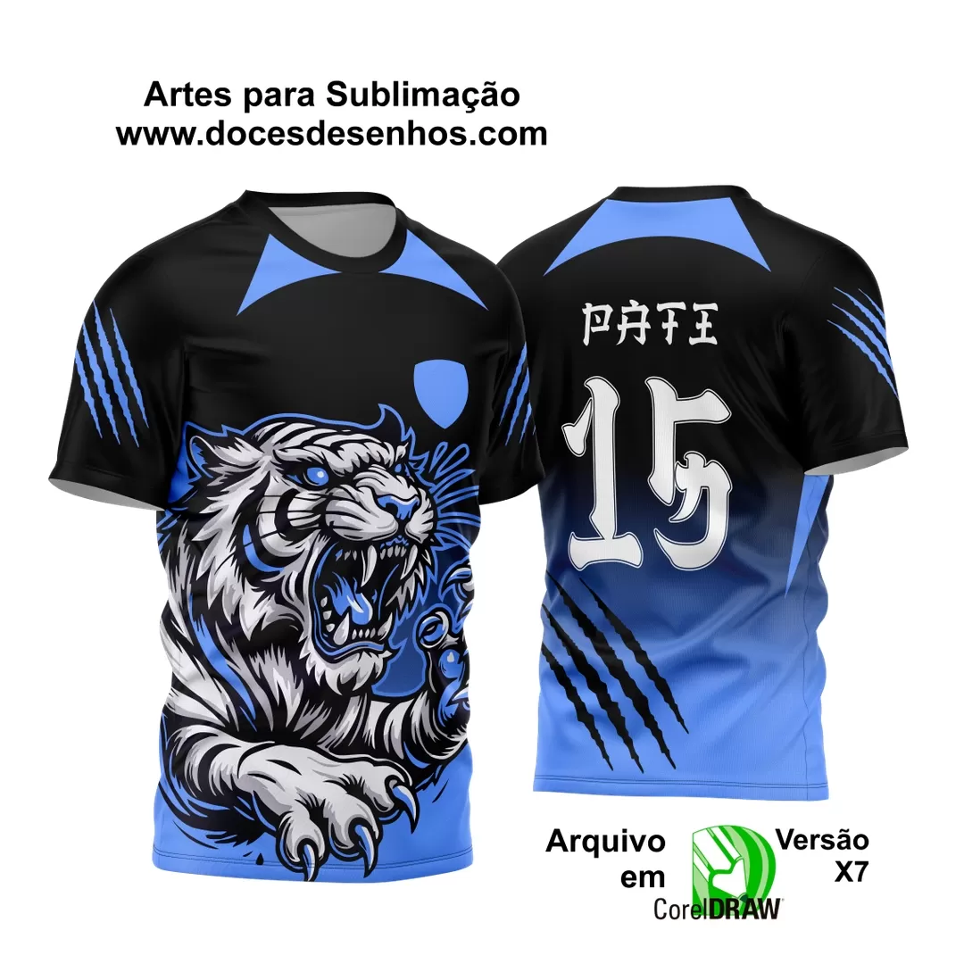 Arte Vetor - Camisa de Interclasse Preta e Azul - Jogos Internos - Tigre - 2024 - 2025