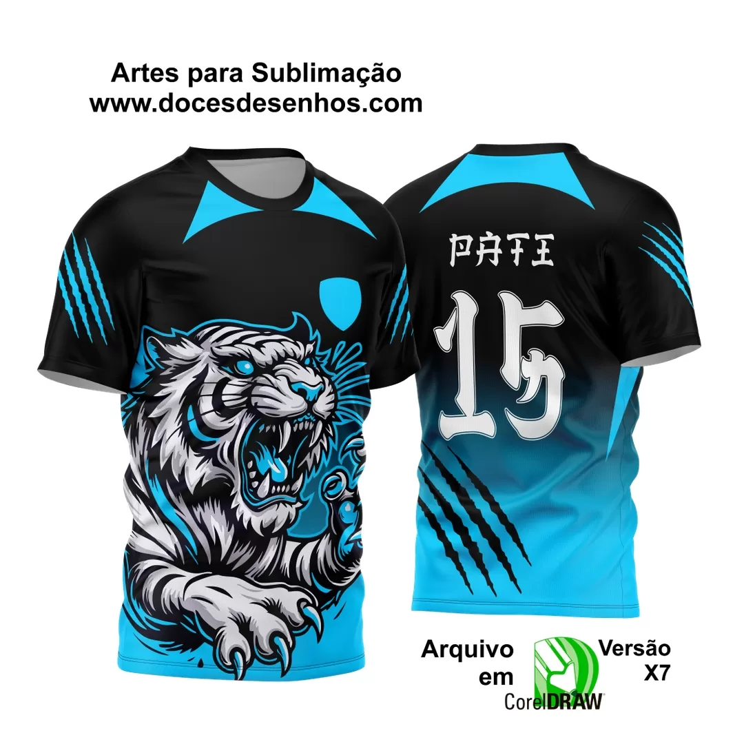 Arte Vetor - Camisa de Interclasse Preta e Azul - Jogos Internos - Tigre - 2024 - 2025