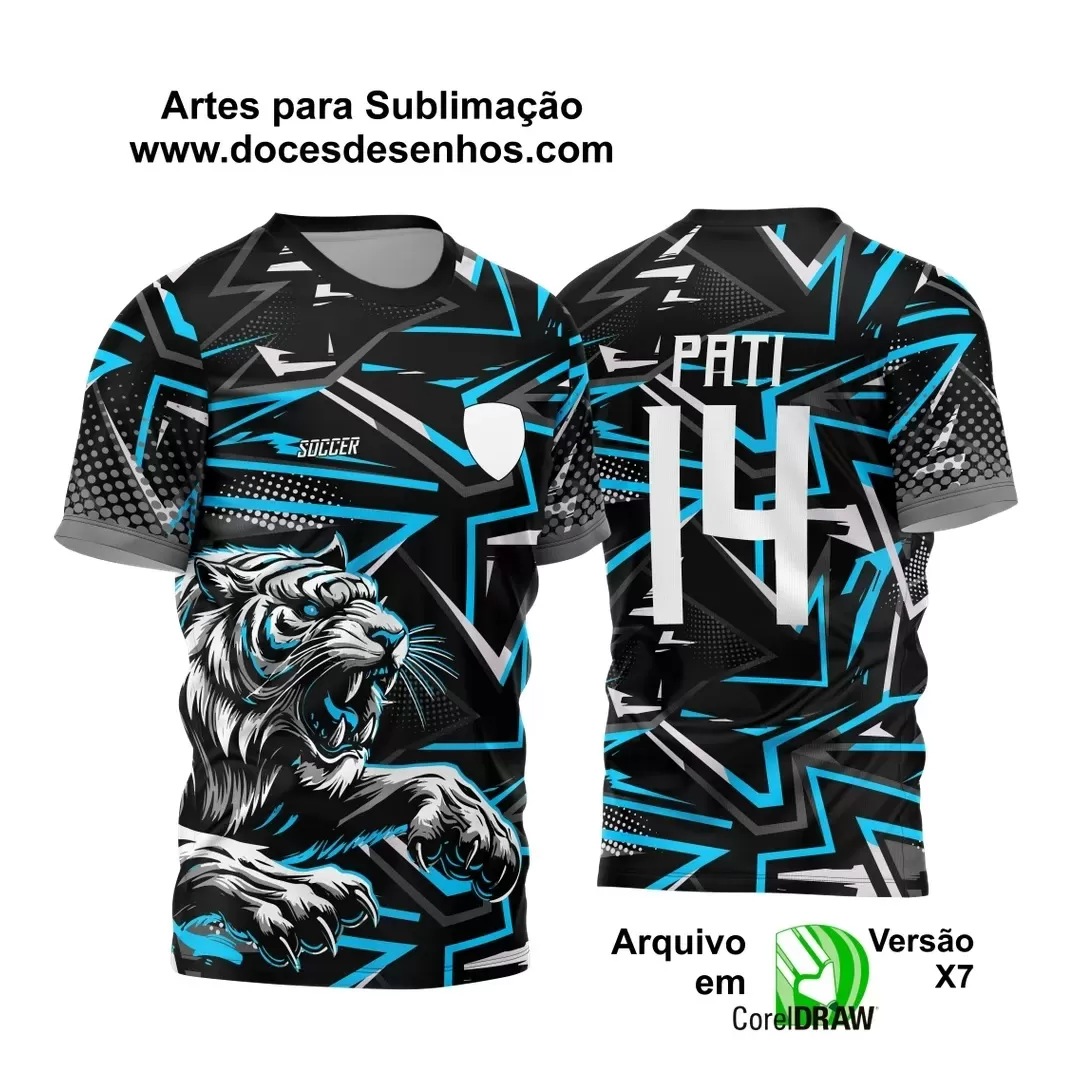 Arte Vetor - Camisa de Interclasse Preta e Azul - Jogos Internos - Tigre- 2024 - 2025