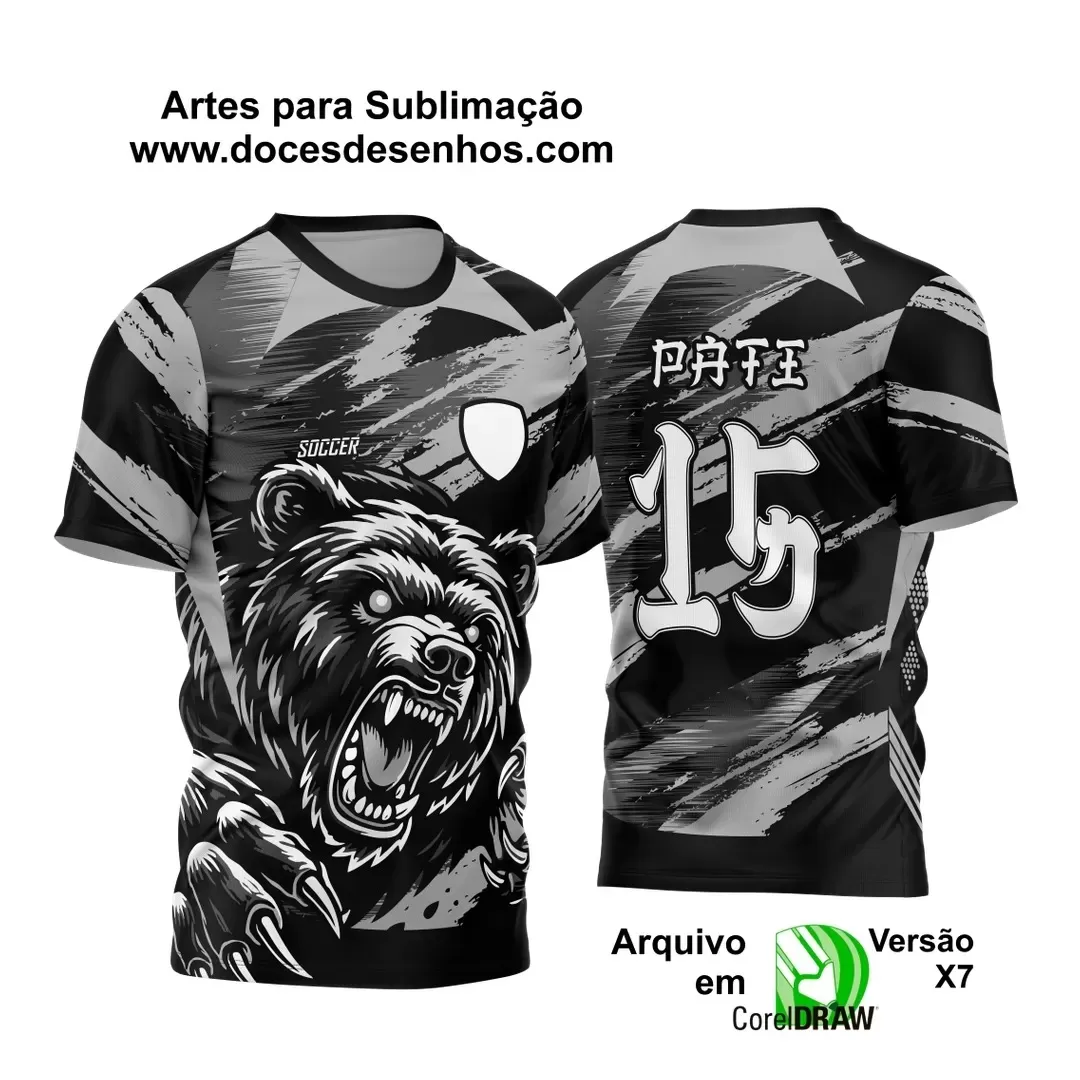 Arte Vetor - Camisa de Interclasse Preta e Cinza - Jogos Internos - Urso - 2024 - 2025