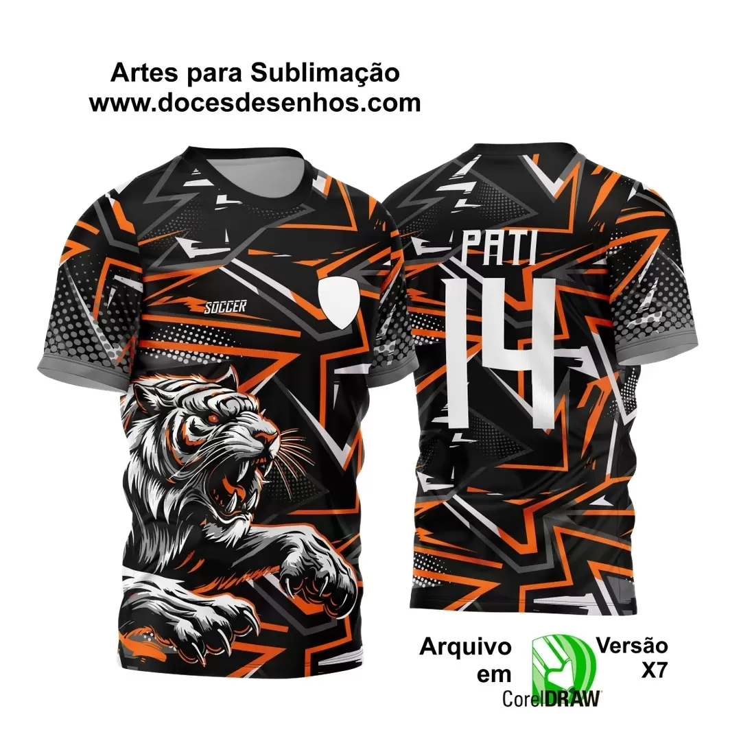 Arte Vetor - Camisa de Interclasse Preta e Laranja - Jogos Internos - Tigre- 2024 - 2025