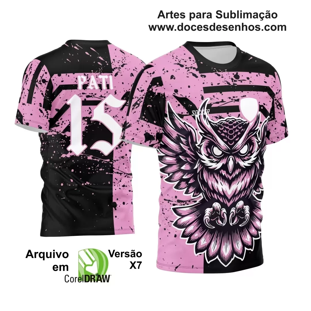 Arte Vetor - Camisa de Interclasse Preta e Rosa - Jogos Internos - Coruja - 2024 - 2025 