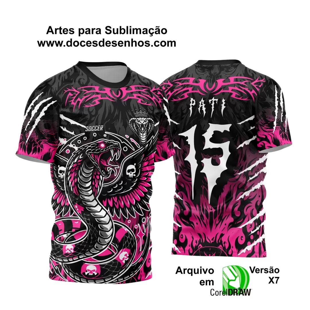 Arte Vetor - Camisa de Interclasse Preta e Rosa - Jogos Internos - Serpente Caveiras - 2024 - 2025