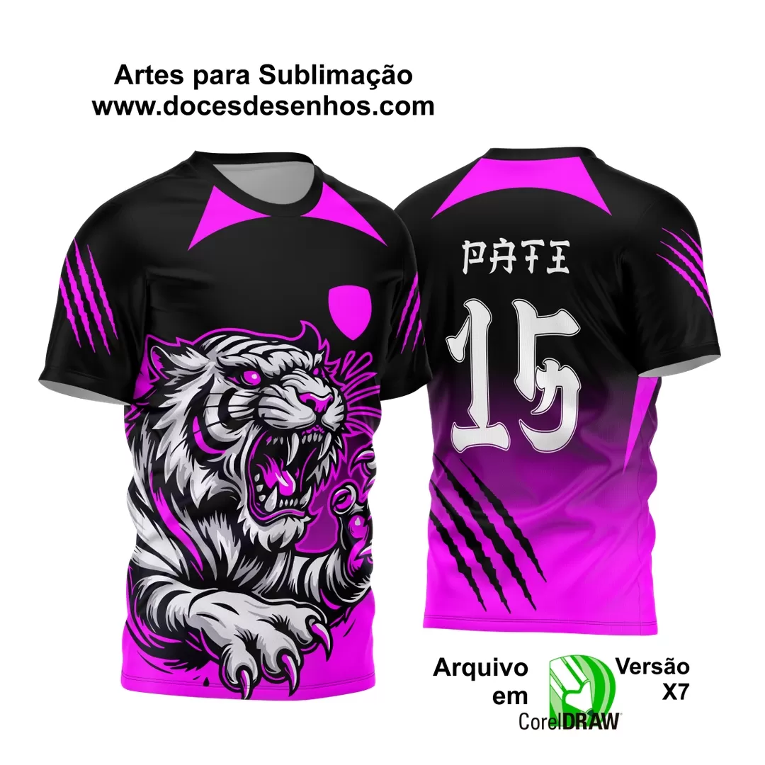 Arte Vetor - Camisa de Interclasse Preta e Rosa - Jogos Internos - Tigre - 2024 - 2025