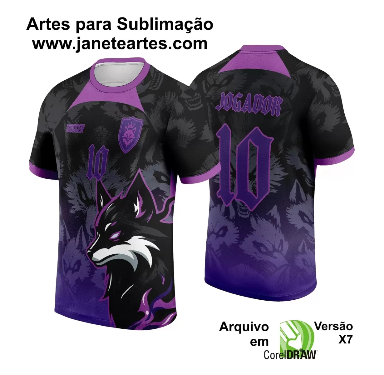 Arte Vetor - Camisa de Interclasse Preta e Roxa - Fox - Raposa 2024-2025