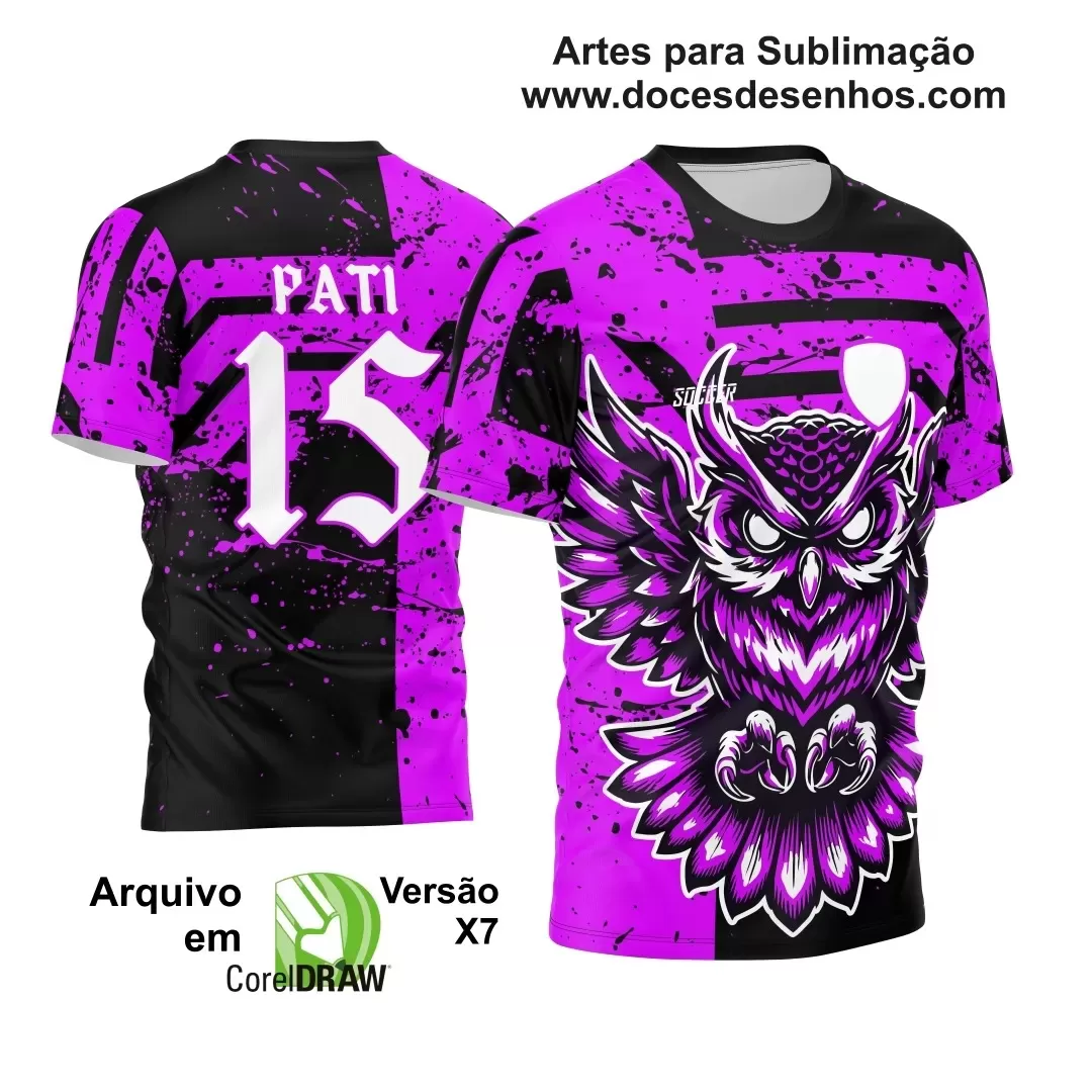 Arte Vetor - Camisa de Interclasse Preta e Roxa - Jogos Internos - Coruja - 2024 - 2025