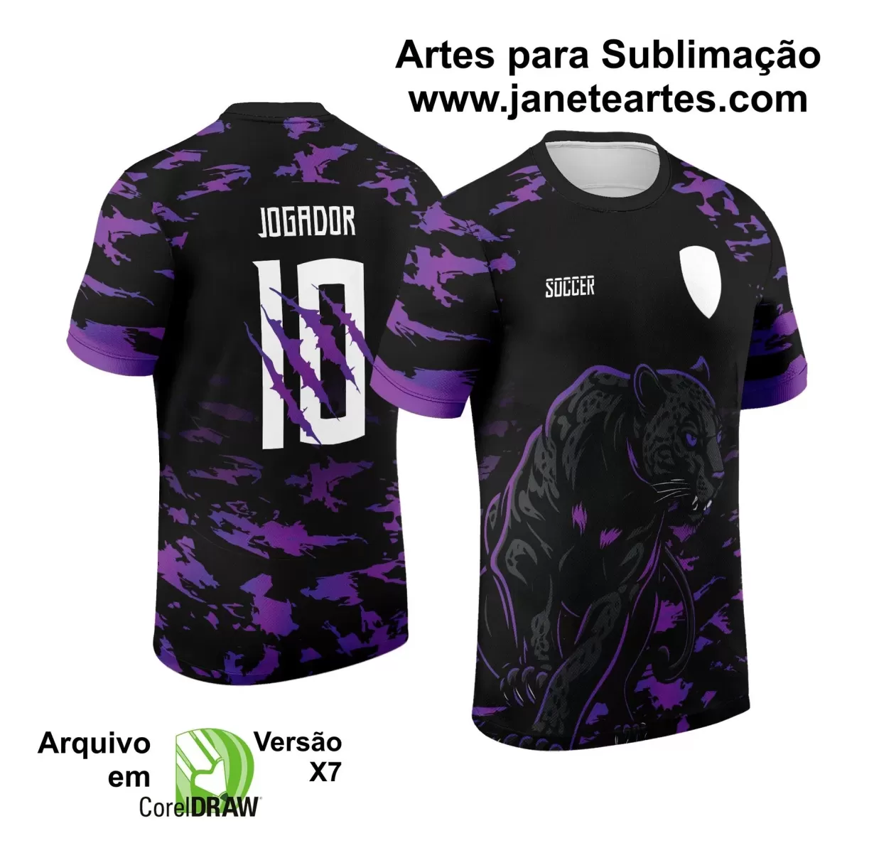 Arte Vetor - Camisa de Interclasse Preta e Roxa- Jogos Internos - Pantera - 2024 - 2025