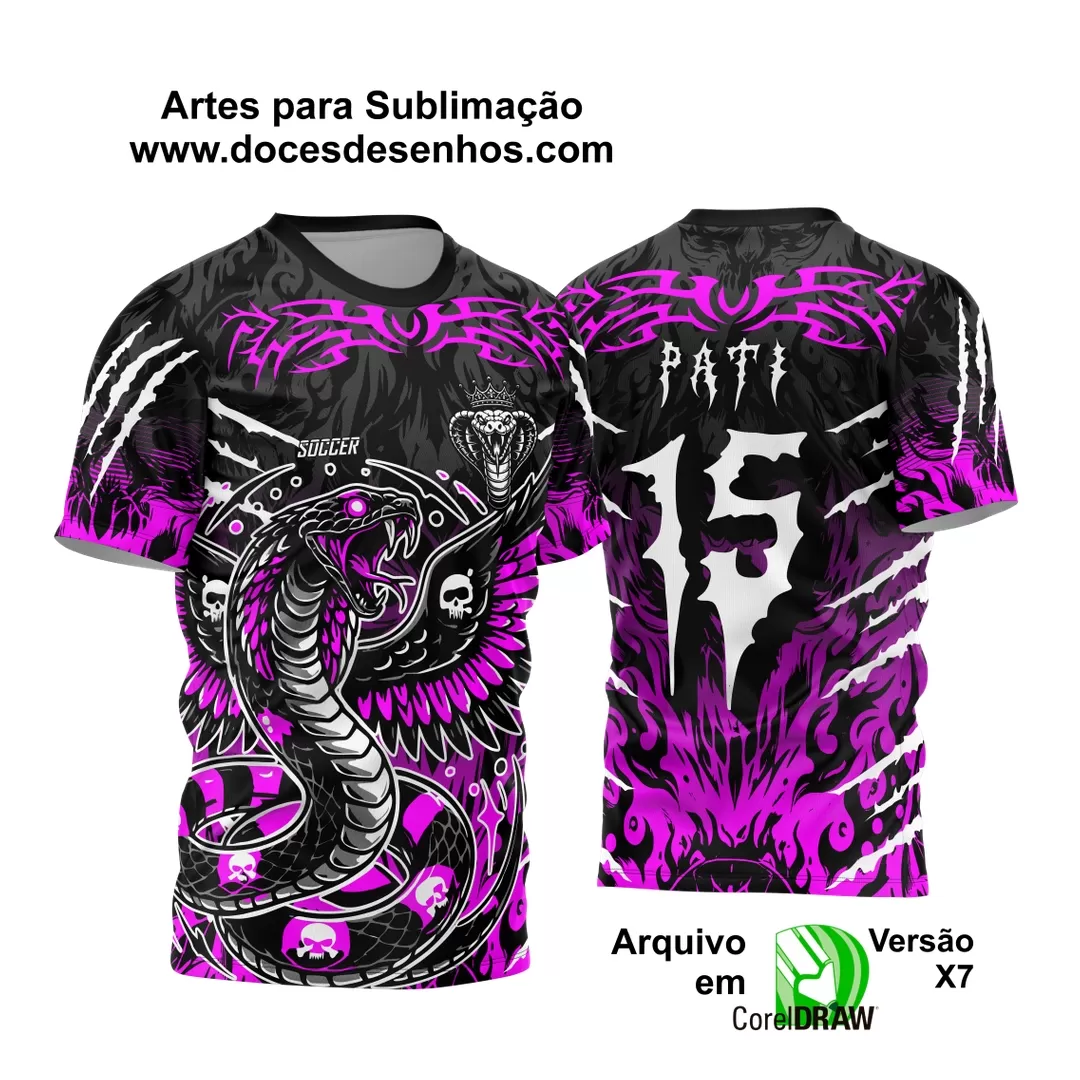 Arte Vetor - Camisa de Interclasse Preta e  Roxa - Jogos Internos - Serpente Caveiras - 2024 - 2025